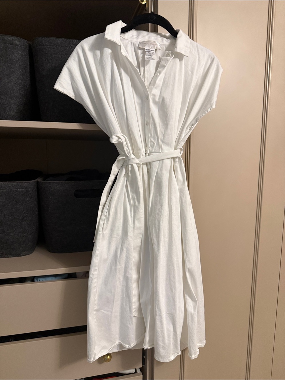 Anthropologie White Belted Shirt Midi Dress